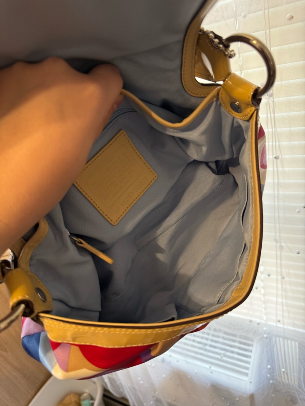 Coach Multicolor Signature Shoulder Bag with Yellow Trim - Picture 3 of 6